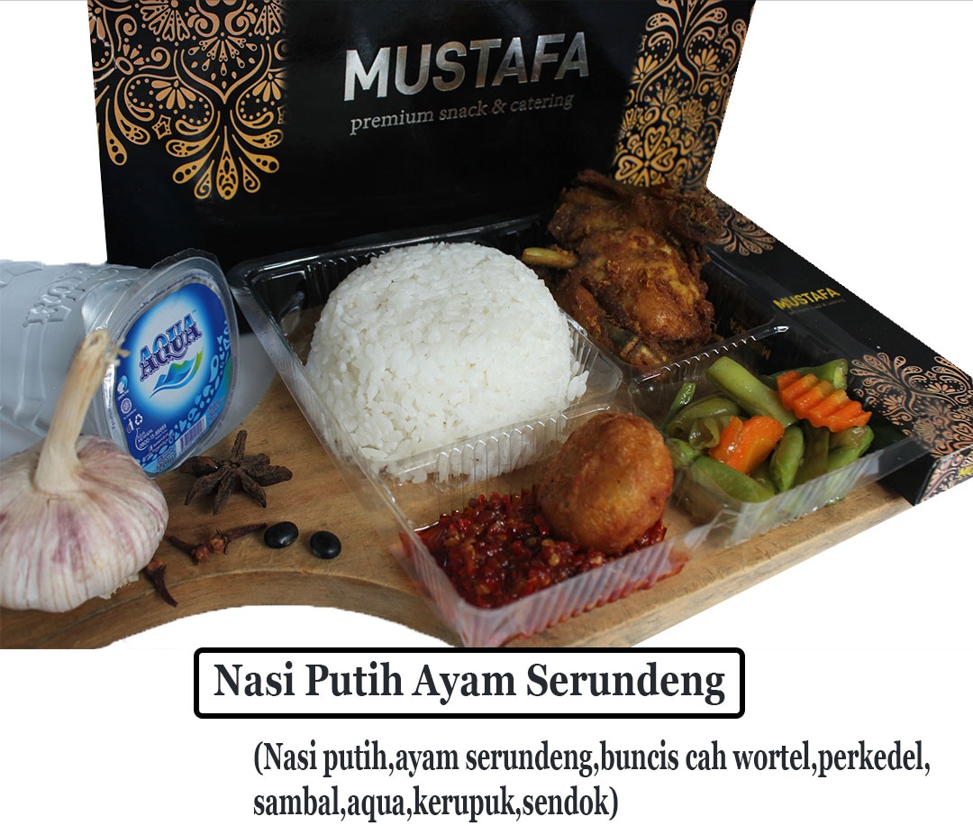 Nasi Putih Ayam Serundeng Mustafa