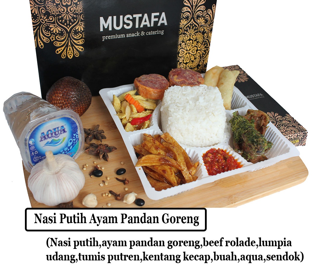Nasi Putih Ayam Daun Pandan Mustafa