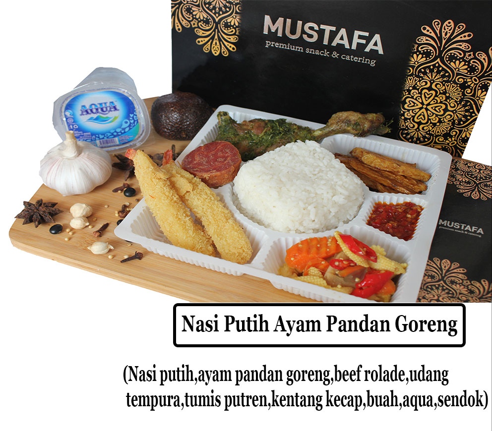 Nasi Putih Ayam Daun Pandan Mustafa