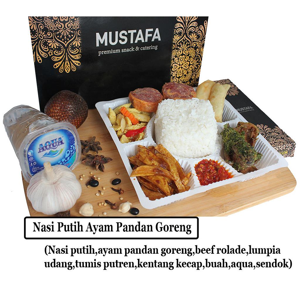 Nasi Putih Ayam Daun Pandan Mustafa